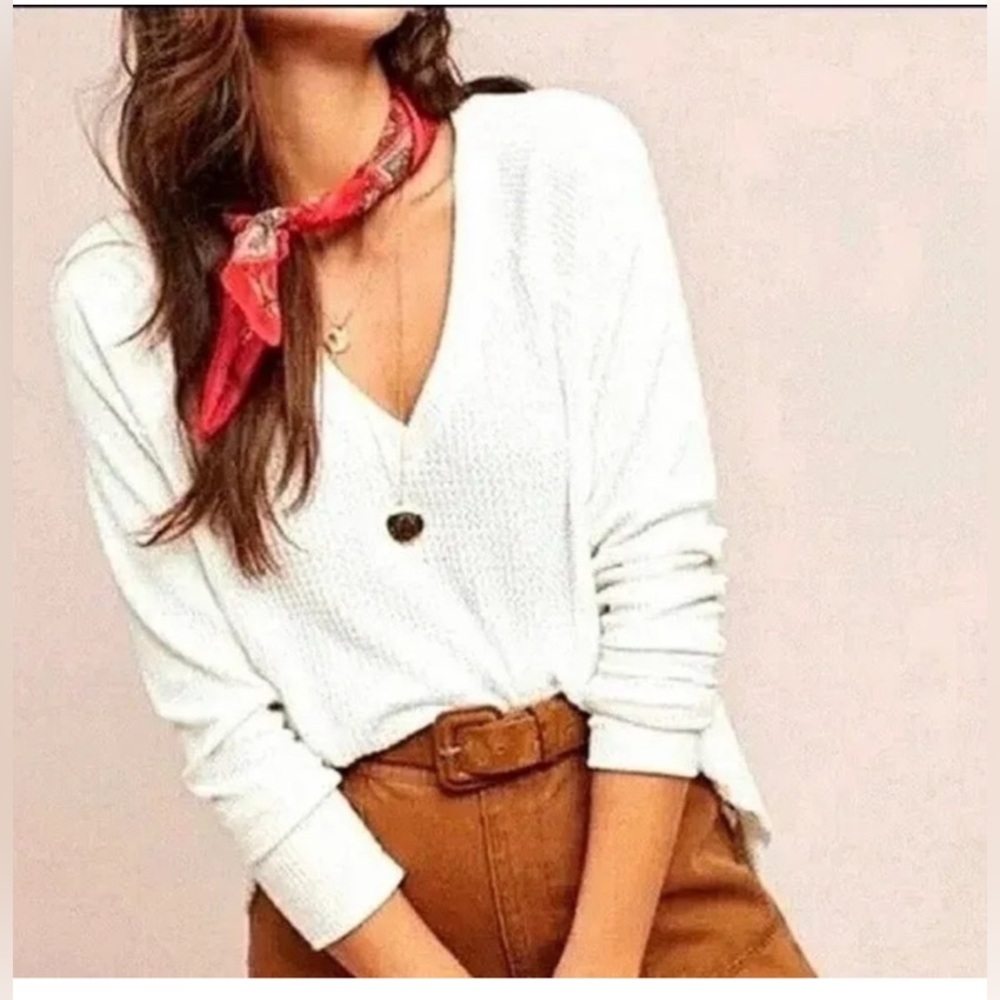 Anthropologie Maeve Pearson Waffle Top Size S